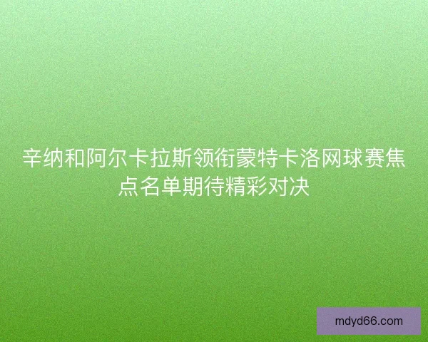 辛纳和阿尔卡拉斯领衔蒙特卡洛网球赛焦点名单期待精彩对决