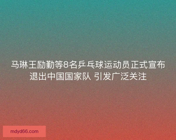 马琳王励勤等8名乒乓球运动员正式宣布退出中国国家队 引发广泛关注